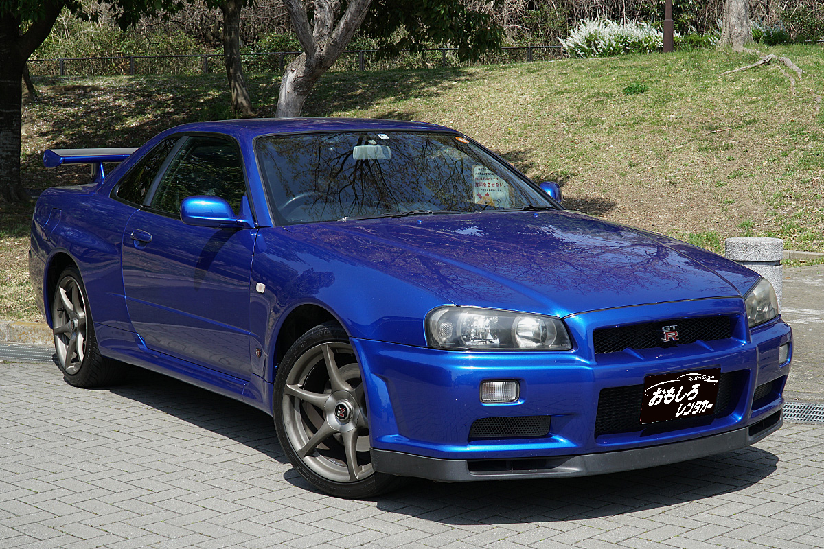 スカイラインgt R R34 青 2 レンタカーならスポーツカーオープンカー専門 おもしろレンタカー